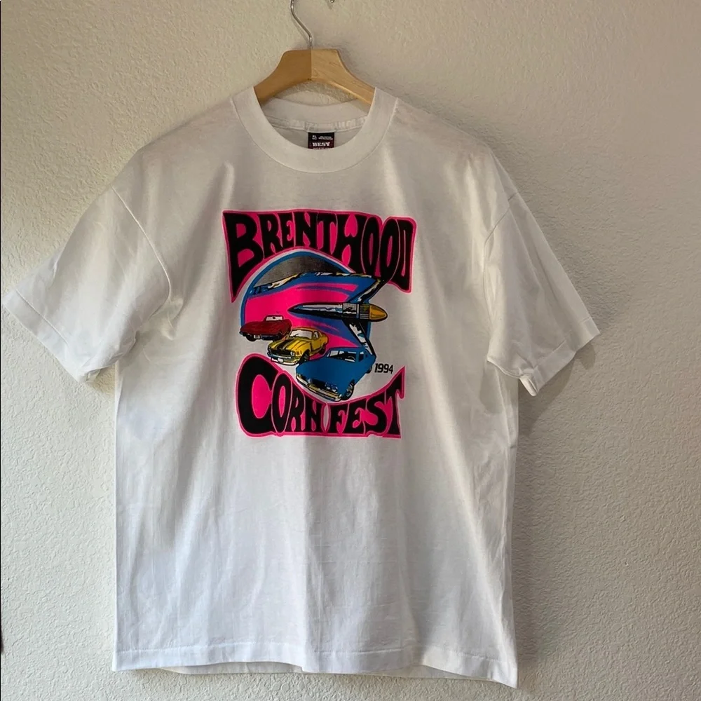 Vintage Brentwood Corn Fest Graphic Cotton Blend Single Stitch T-Shirt 90s Sz XL